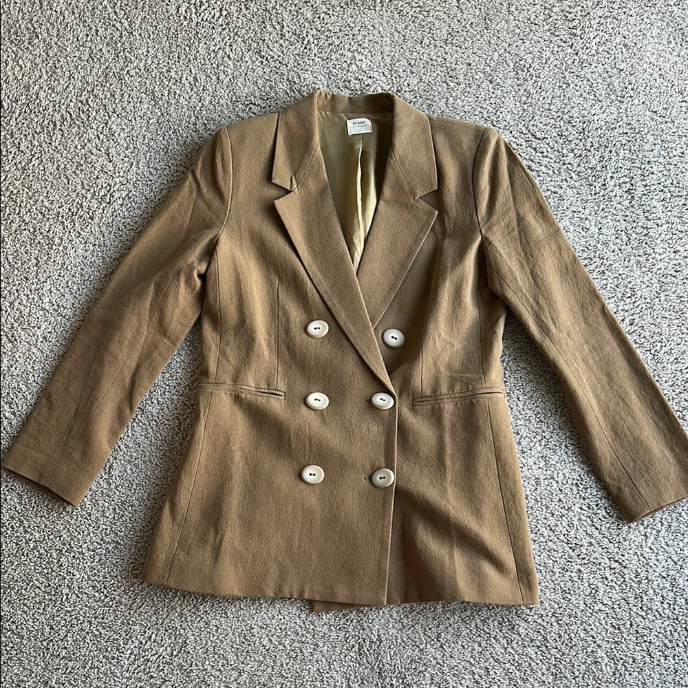 Classic Tan Double-Breasted Women's Blazer by St. Agni